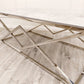Vesta Chrome Console Table with Stomach Ash Sintered Stone Top