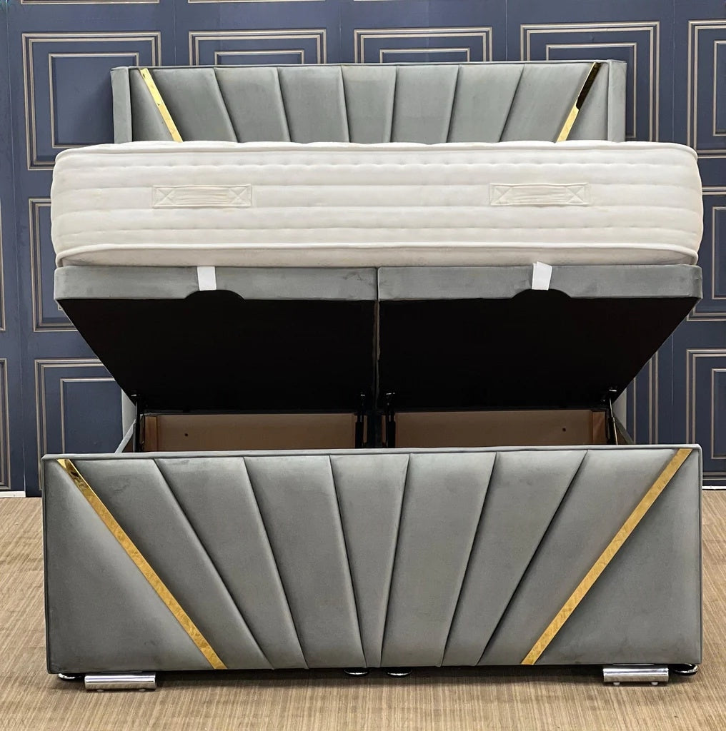 Crown Wing Bed Frame With Gold Strip