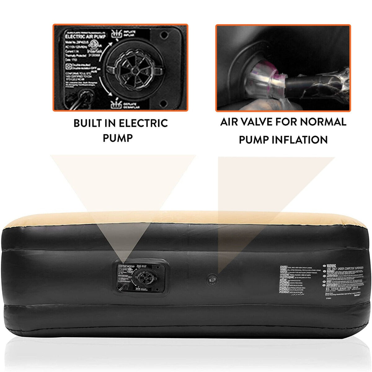 Inflatable High Raised Air Bed Mattress Built- in Electric Pump Double Bed Size