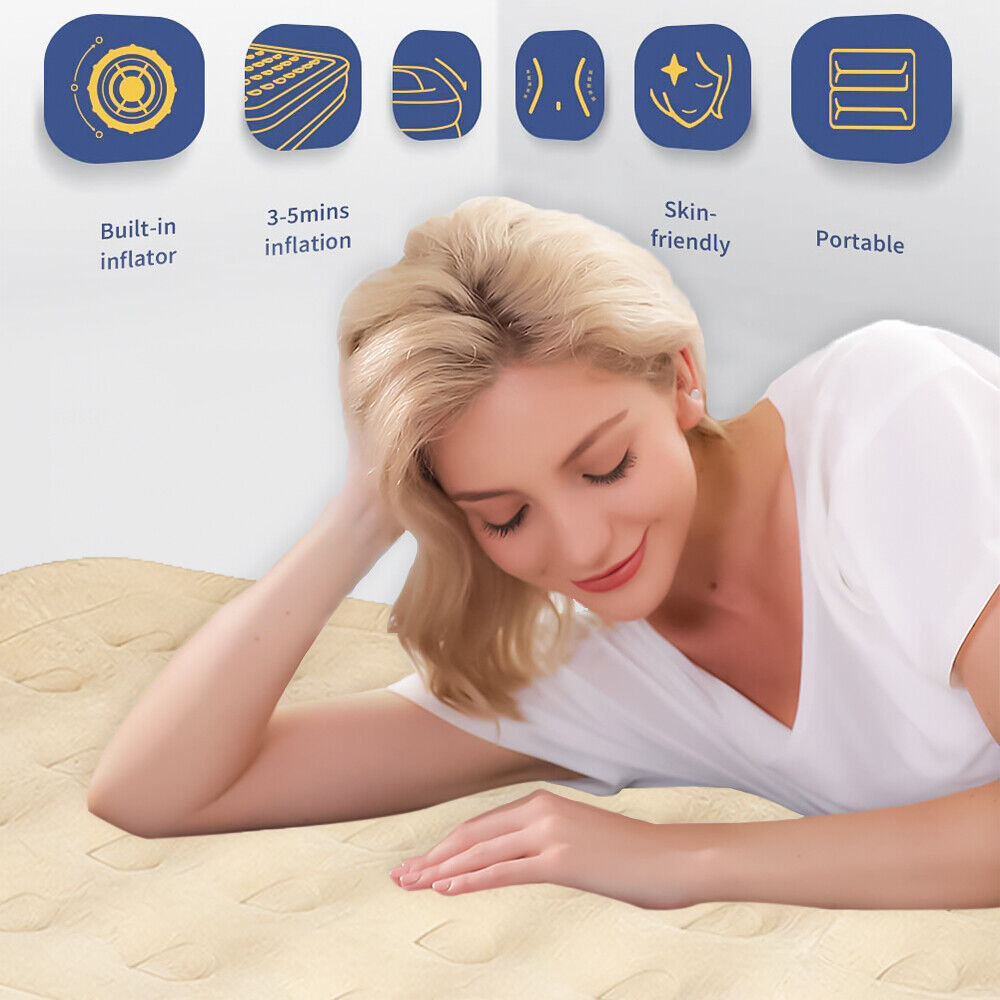 Inflatable High Raised Air Bed Mattress Built- in Electric Pump Double Bed Size