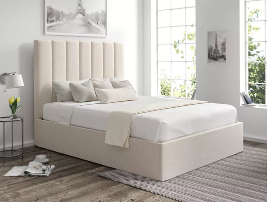 Amalfi Boucle Ivory Upholstered Ottoman Bed Frame Only