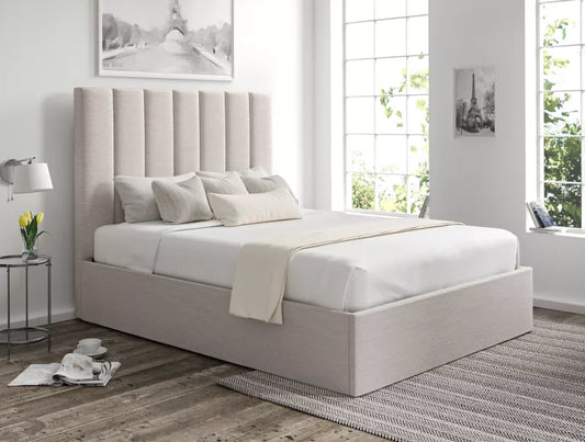 Amalfi Linea Fog Upholstered Ottoman Bed Frame Only