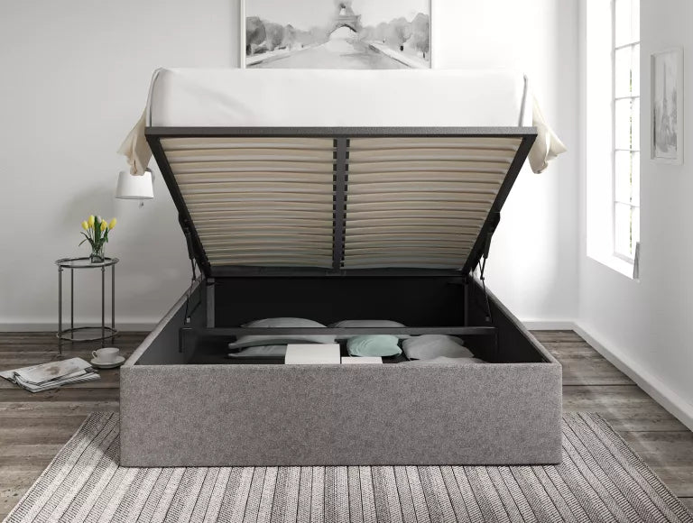Amalfi Trebla Charcoal Upholstered Ottoman Bed Frame Only
