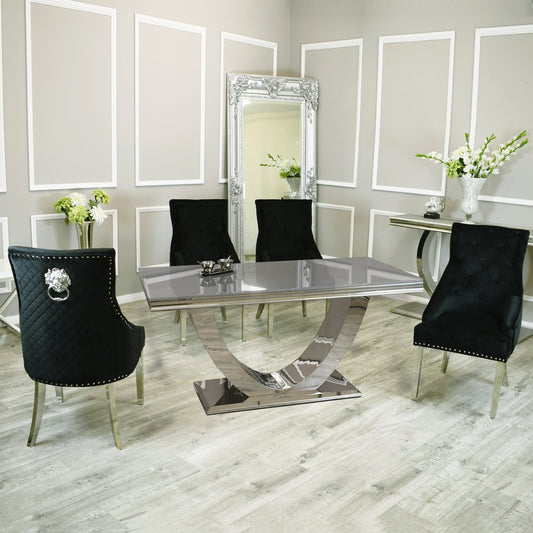 Arial 1.8m Dining Table Set With Black Chairs