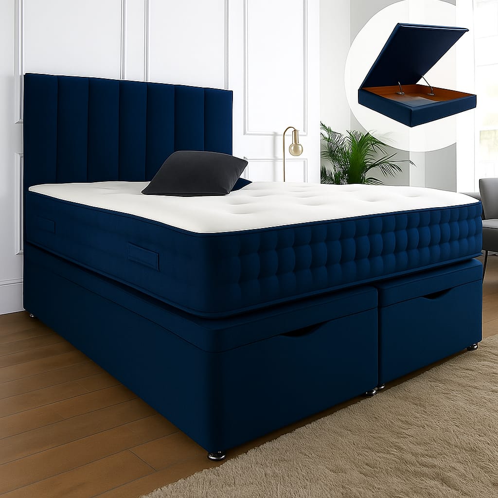 Henley Ottoman End Lift Storage Divan Bed - Optional Headboard