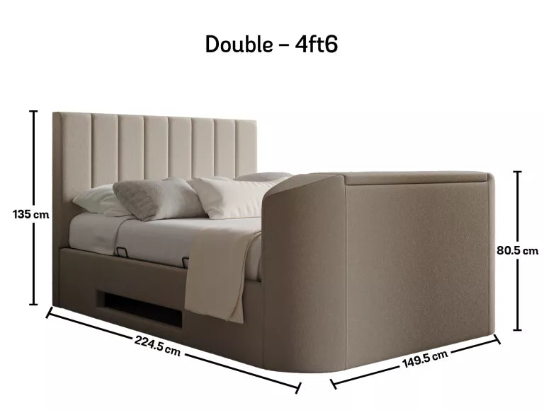 Berkley Upholstered Arran Natural Ottoman TV Bed - Bed Frame Only