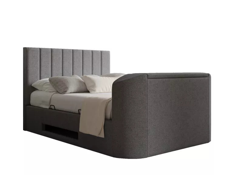 Berkley Upholstered Arran Pebble Ottoman TV Bed - Bed Frame Only