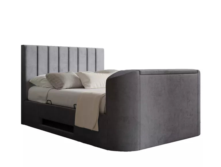 Berkley Upholstered Hugo Platinum Ottoman TV Bed - Bed Frame Only