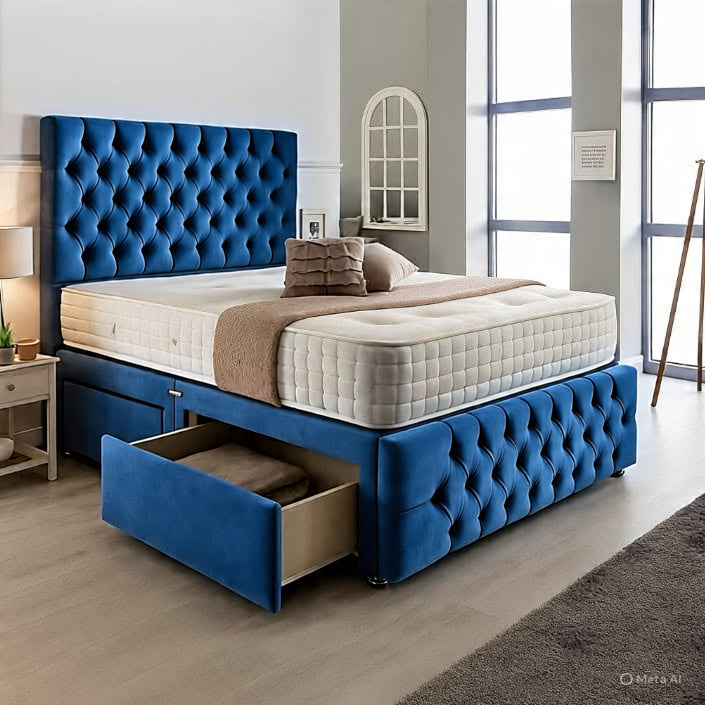 Chesterfield Matching Headboard & Footboard Divan Set - Choice of Mattress & Optional Storage