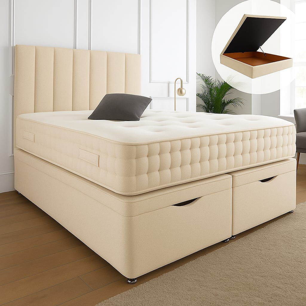 Henley Ottoman End Lift Storage Divan Bed - Optional Headboard