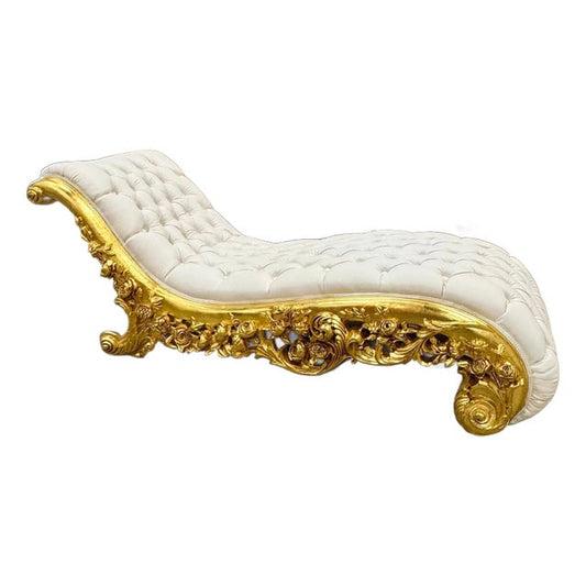 Chaise Lounge Leather White Rococo Style