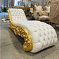 Chaise Lounge Leather White Rococo Style