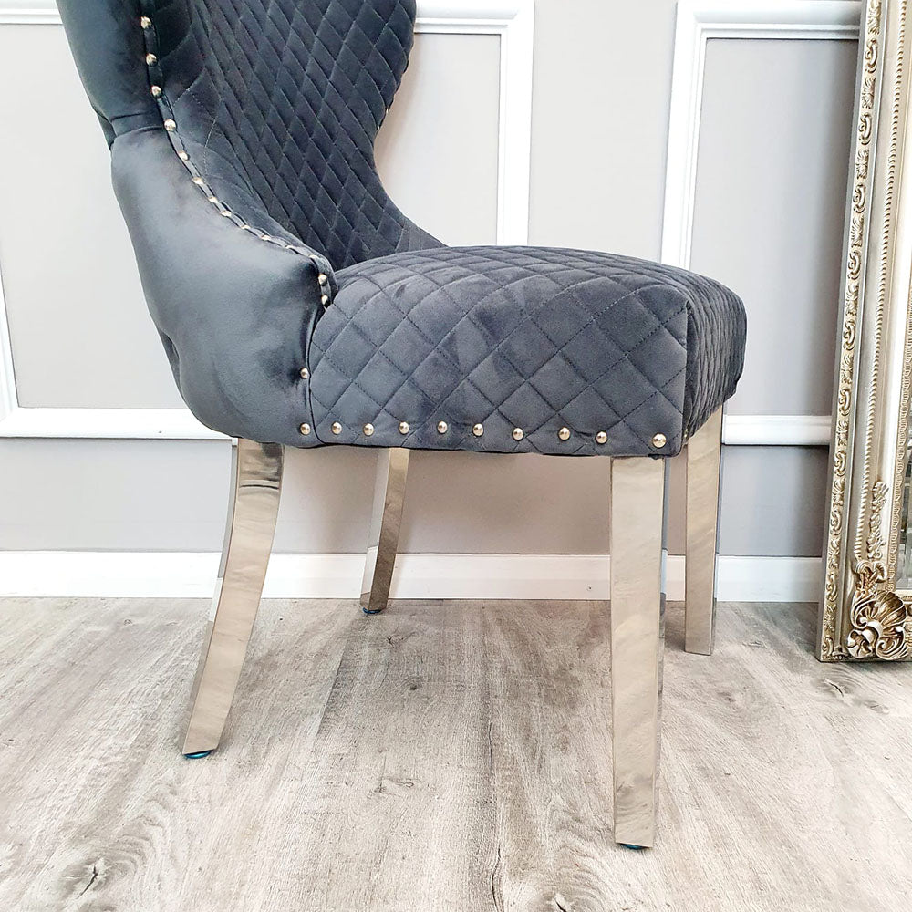 Chelsea Dining Chair with Lion Knocker & Buttoned Back
