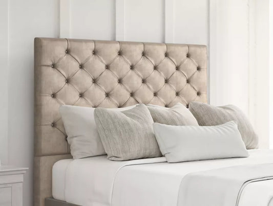 Chesterfield Upholstered Headboard and Ottoman Base