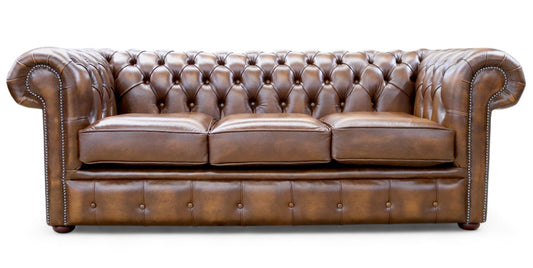 Chesterfield Handmade 3 Seater Sofa Antique Tan Real Leather