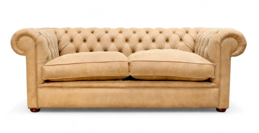 Chesterfield XL Alfie 3 Seater Sofa Settee Brunel Light Tan Leather