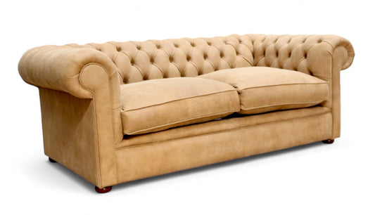 Chesterfield XL Alfie 3 Seater Sofa Settee Brunel Light Tan Leather