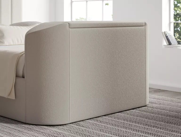 Berkley Upholstered Arran Natural Ottoman TV Bed - Bed Frame Only