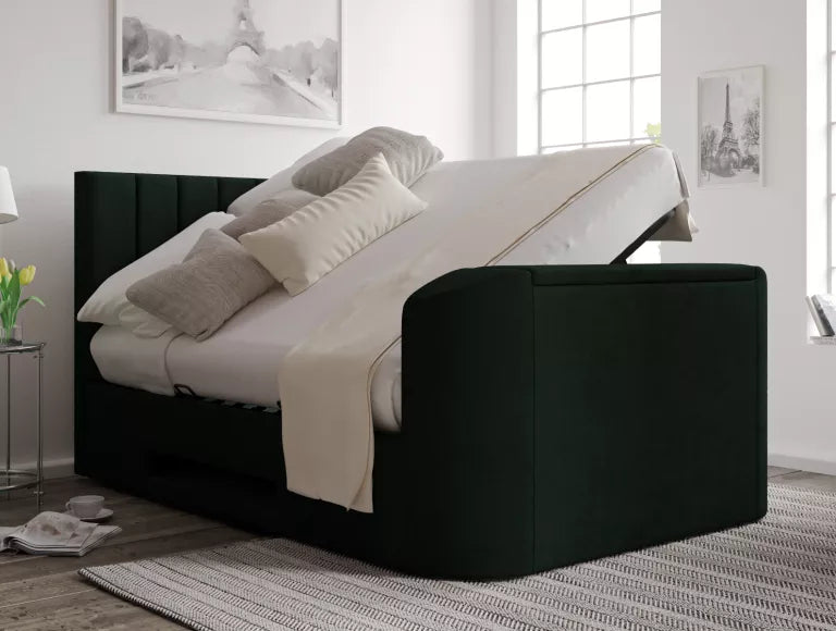 Berkley Upholstered Hugo Bottle Green Ottoman TV Bed - Bed Frame Only