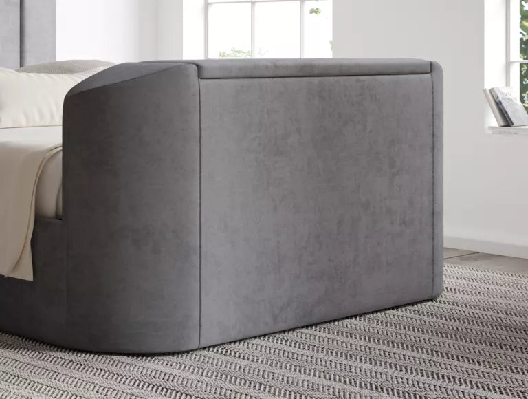 Berkley Upholstered Hugo Platinum Ottoman TV Bed - Bed Frame Only