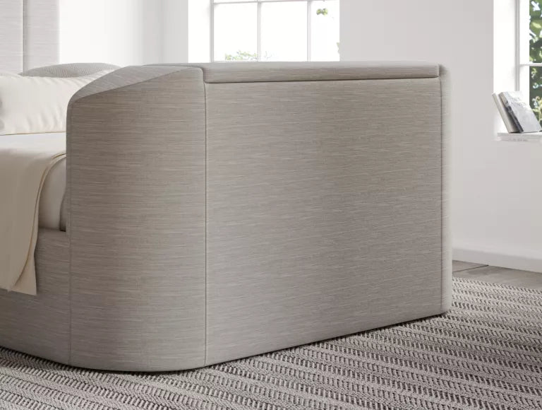 Berkley Upholstered Linea Fog Ottoman TV Bed - Bed Frame Only
