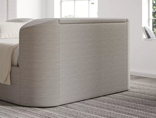 Berkley Upholstered Linea Fog Ottoman TV Bed - Bed Frame Only