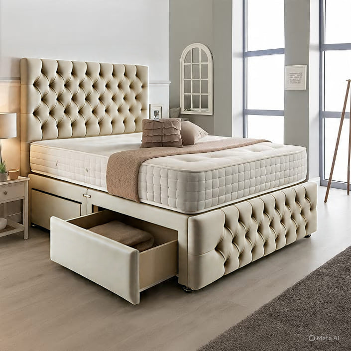 Chesterfield Matching Headboard & Footboard Divan Set - Choice of Mattress & Optional Storage