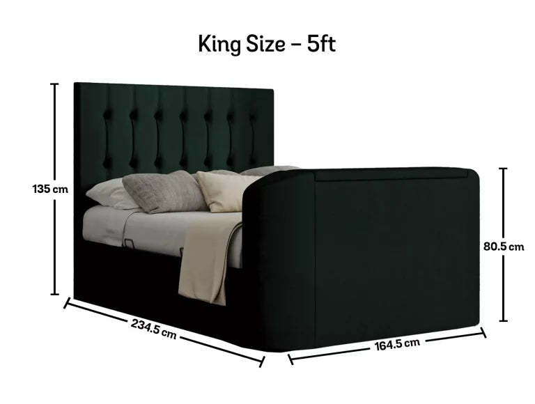 Dorchester Upholstered Hugo Bottle Green Ottoman TV Bed - Bed Frame Only
