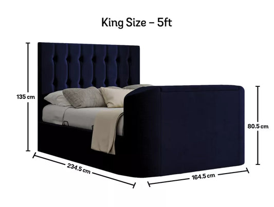Dorchester Upholstered Hugo Royal Ottoman TV Bed - Bed Frame Only