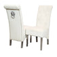 EMMA Dinning Chair – Quilted Back, Scroll Top & Chrome Lion Knocker