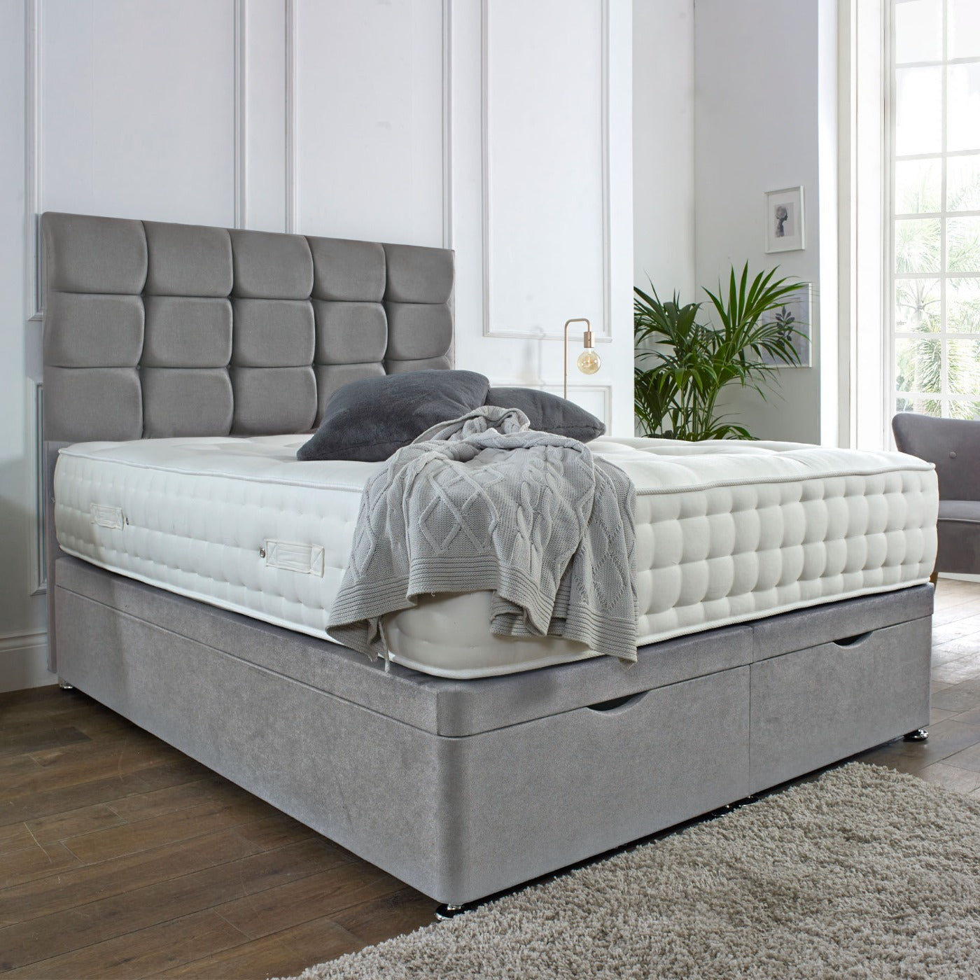 Kensington Ottoman End Lift Storage Divan Bed - Optional Headboard