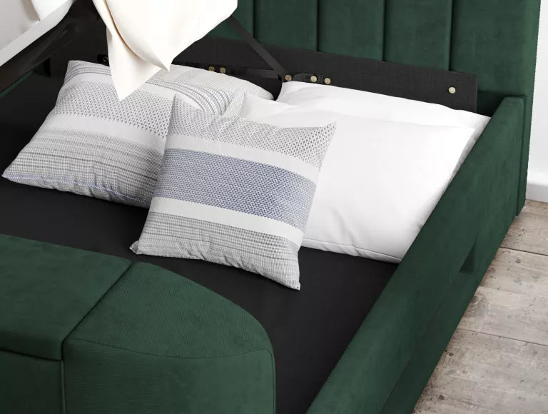 Berkley Upholstered Hugo Bottle Green Ottoman TV Bed - Bed Frame Only