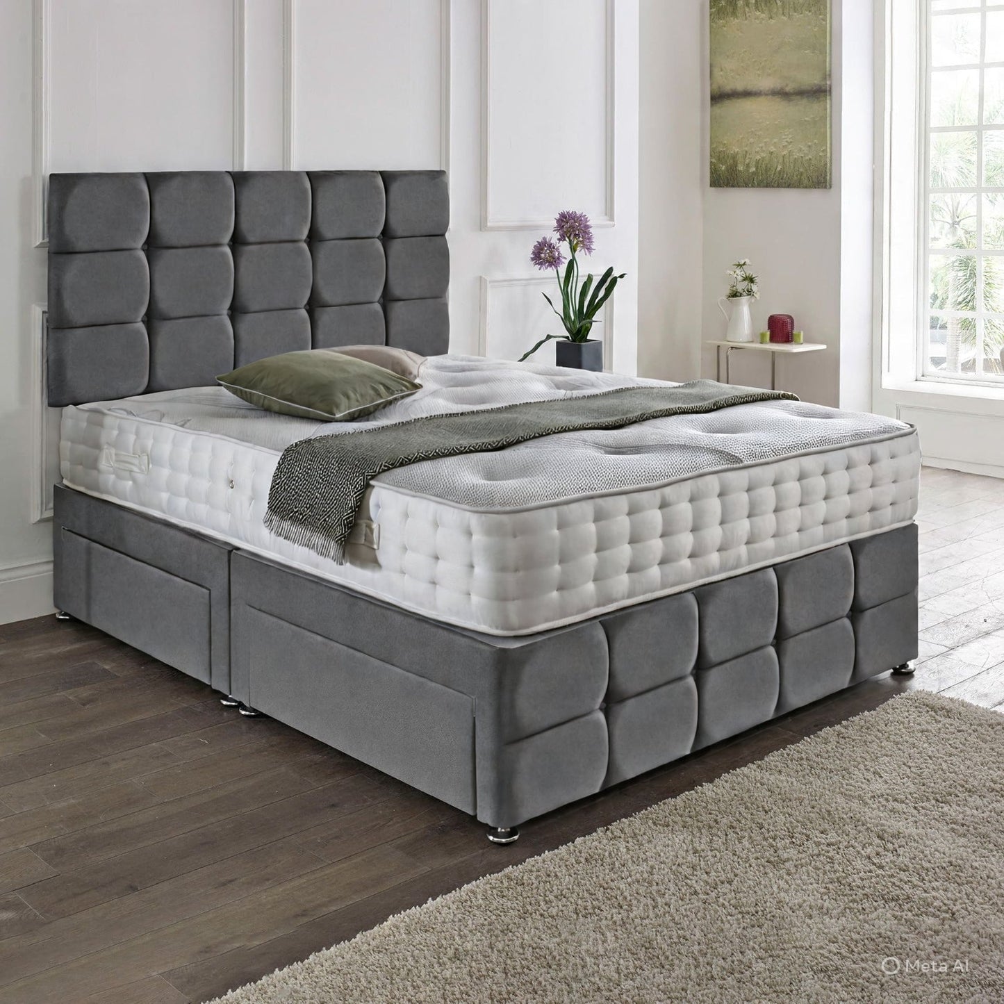Rio Matching Headboard & Footboard Divan Set - Choice of Mattress & Optional Storage