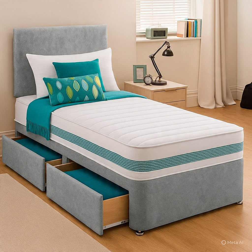 Single Divan Bed Set - Choice of Mattress & Optional Storage
