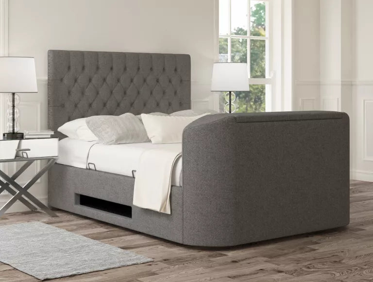 Claridge Upholstered Arran Pebble Ottoman TV Bed - Bed Frame Only
