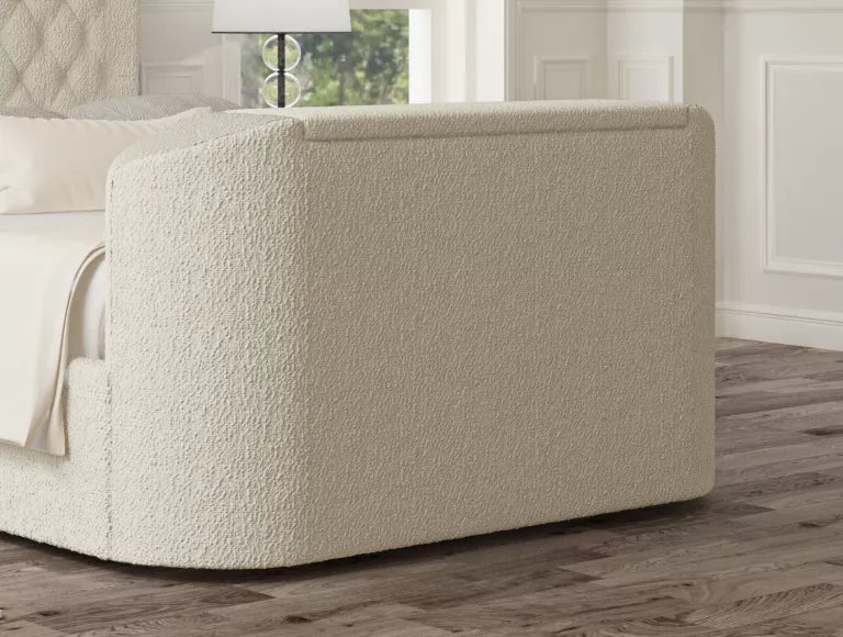 Claridge Upholstered Boucle Ivory Ottoman TV Bed - Bed Frame Only