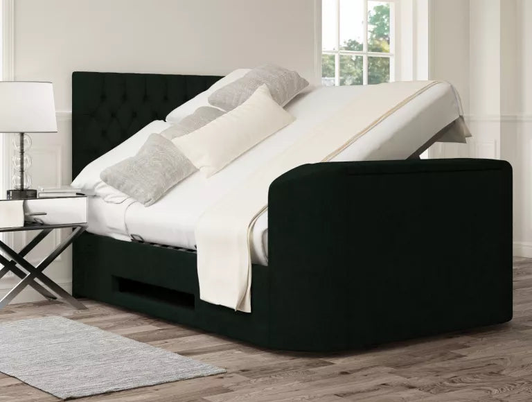 Claridge Upholstered Hugo Bottle Green Ottoman TV Bed - Bed Frame Only