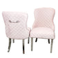 Pink Velvet Kate dining chair chrome clasp & quilted back