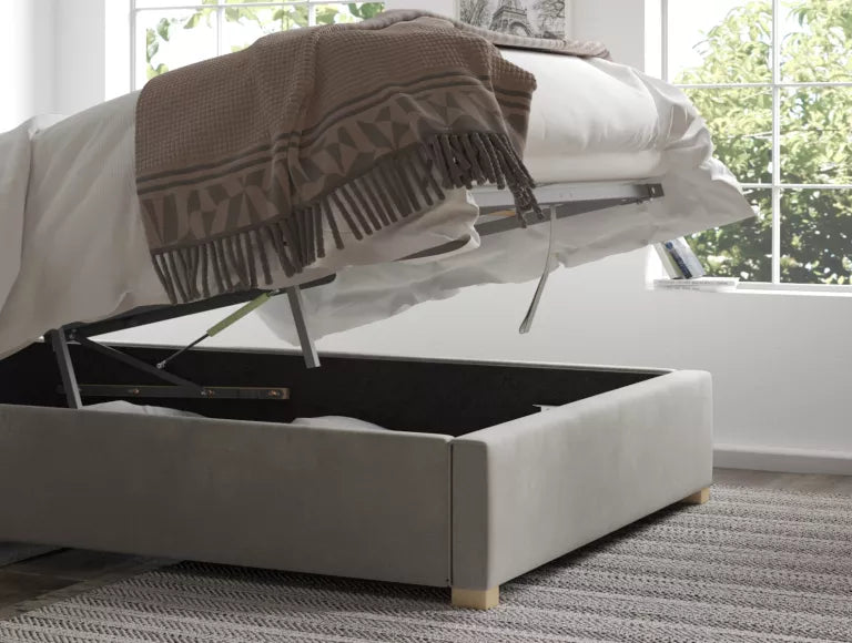 Levisham Ottoman Silver Kimiyo Linen Bed Frame Only