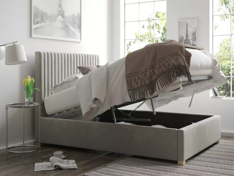 Levisham Ottoman Silver Kimiyo Linen Bed Frame Only