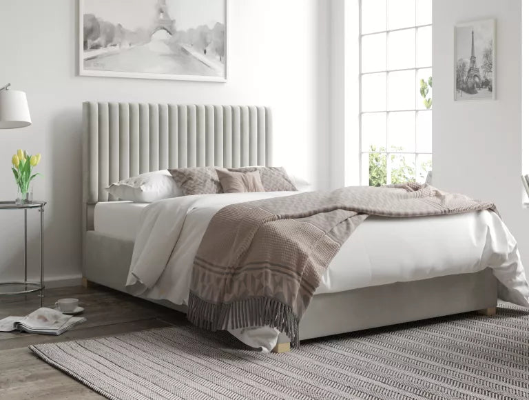 Levisham Ottoman Silver Kimiyo Linen Bed Frame Only