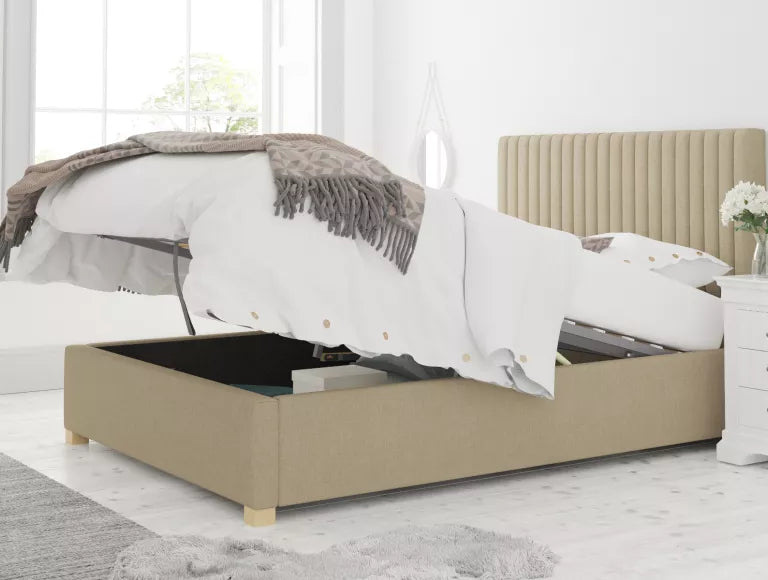 Levisham Ottoman Eire Linen Natural Bed Frame Only