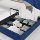 Levisham Ottoman Plush Velvet Navy Bed Frame Only