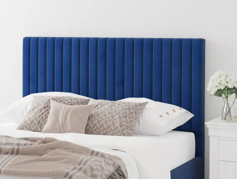 Levisham Ottoman Plush Velvet Navy Bed Frame Only