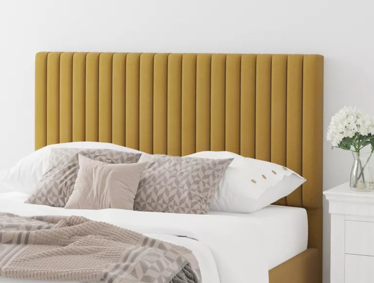 Levisham Ottoman Plush Velvet Ochre Bed Frame Only