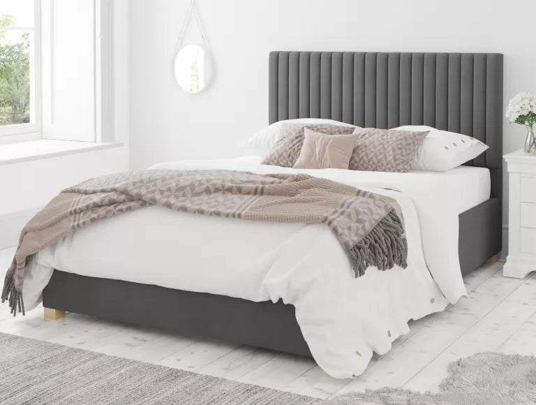 Levisham Ottoman Plush Velvet Steel Bed Frame Only