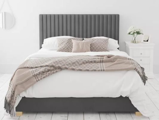 Levisham Ottoman Plush Velvet Steel Bed Frame Only