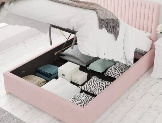 Levisham Ottoman Pastel Cotton Tea Rose Bed Frame Only
