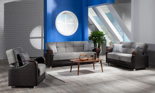 Luna Sleeper Sofa Bed – 87" Wide with Wooden Arms | Mid-Century Modern Convertible Sofa
