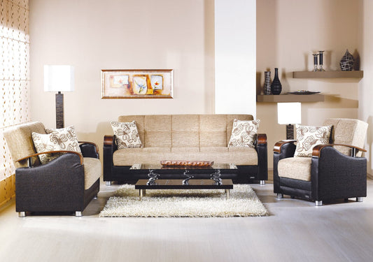 Luna Sleeper Sofa Bed – 87" Wide with Wooden Arms | Mid-Century Modern Convertible Sofa